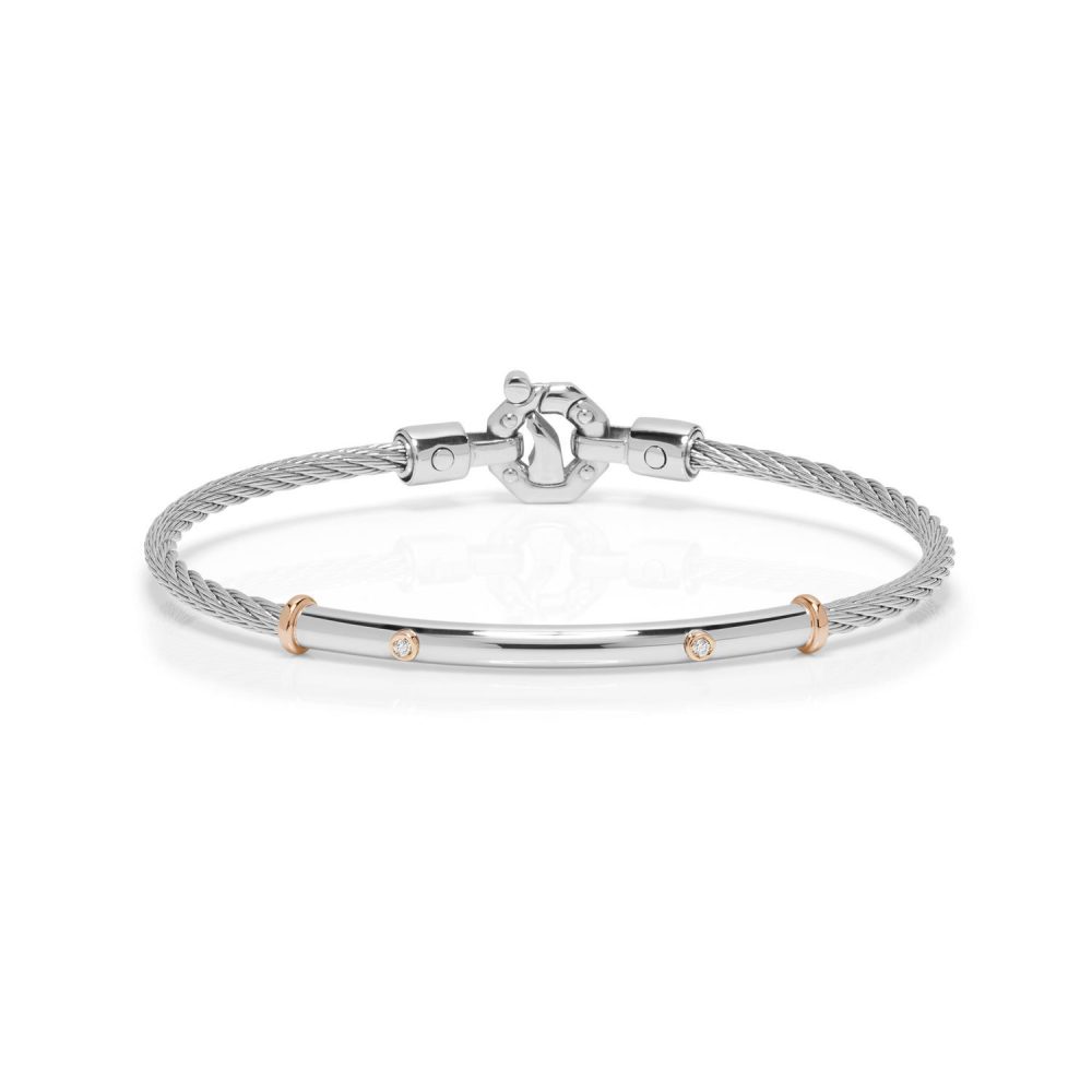 316L Bracelet in 18k Rose Gold with Stainless Steel and Diamonds
