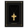 Cross in 925 Sterling Silver with 14K Gold Plating and Black Cord with Gold-Plated Clasp Cross in 925 Sterling Silver with 14K Gold Plating and Black Cord with Gold-Plated Clasp