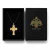 Cross in 925 Sterling Silver with 14K Gold Plating and Black Cord with Gold-Plated Clasp Cross in 925 Sterling Silver with 14K Gold Plating and Black Cord with Gold-Plated Clasp
