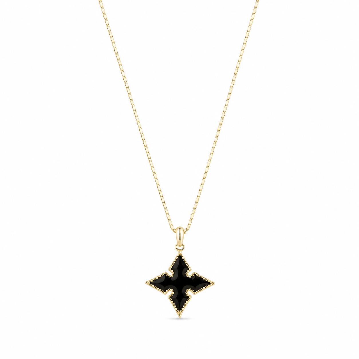 Cross in 925 Sterling Silver with 14K Gold Plating and Black Enamel