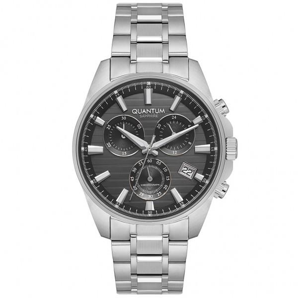 Quantum Powertech Analog Chronograph Watch with Date Display, Stainless Steel Case and Stainless Steel Bracelet, 42 mm