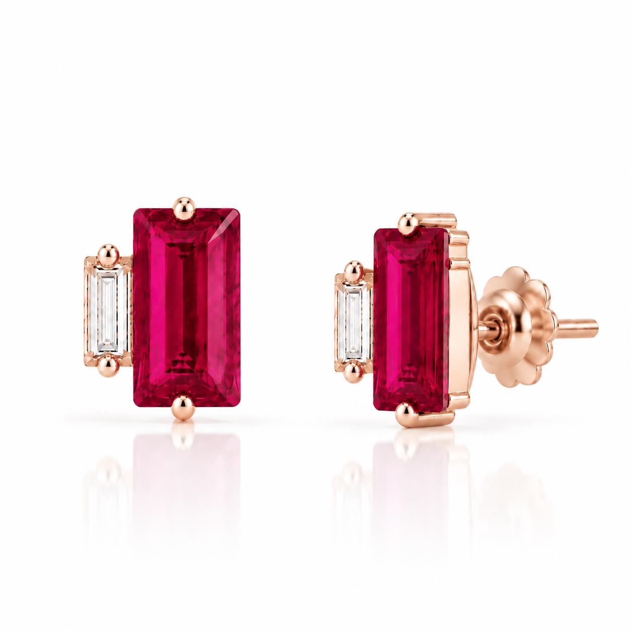Ulysses Earrings in 18K Rose Gold with Red Swarovski and Diamonds Ulysses Earrings in 18K Rose Gold with Red Swarovski and Diamonds