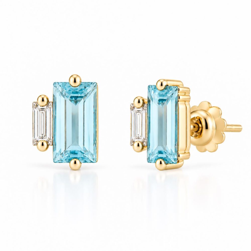 Ulysses Σκουλαρίκια σε 18Κ Ροζ Χρυσό με Aqua Swarovski και Διαμάντια
