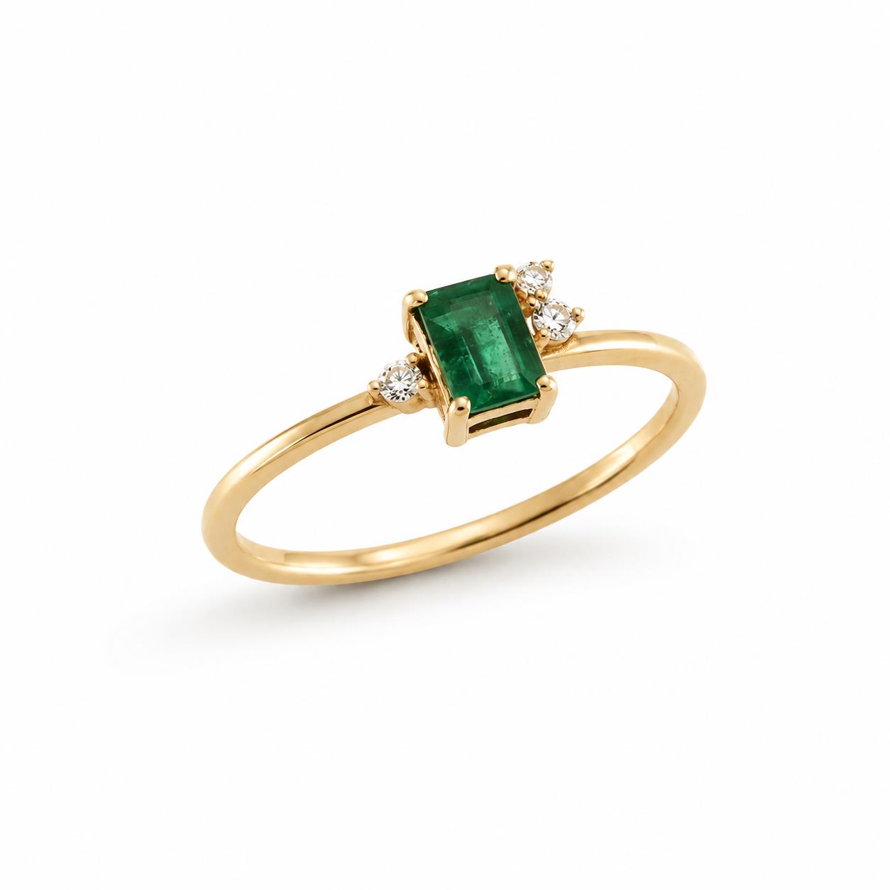 Ulysses Ring in 18K Rose Gold with Diamonds and Emerald Ulysses Ring in 18K Rose Gold with Diamonds and Emerald