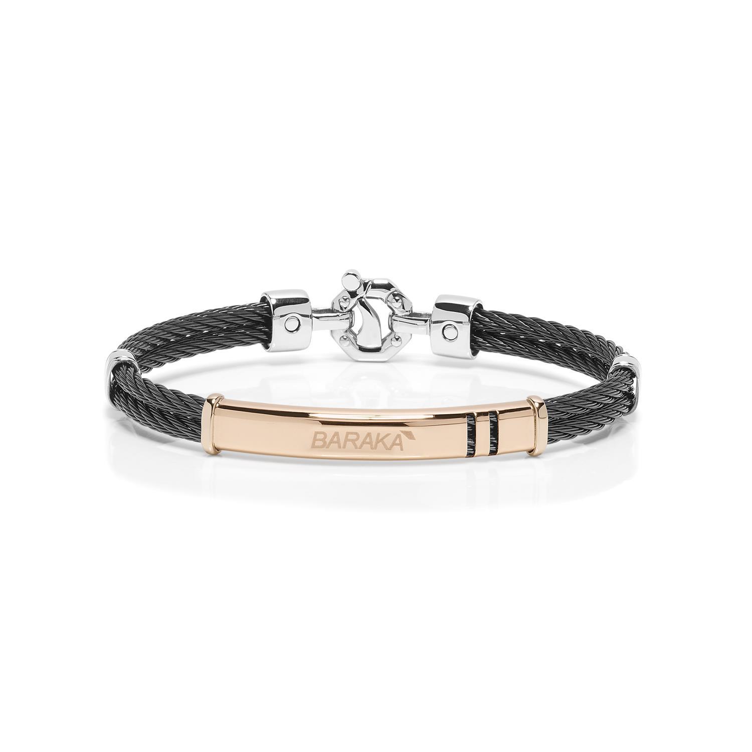 316L Bracelet in 18k Rose Gold with Stainless Steel, Black PVD and Diamonds