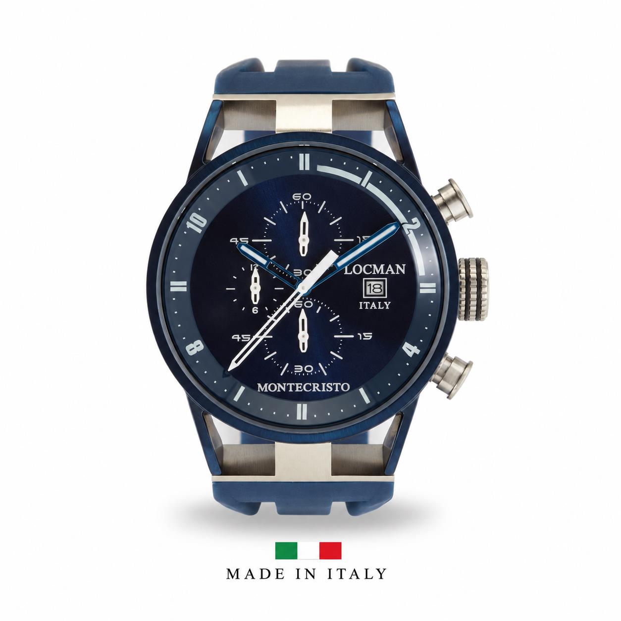 Montecristo Classic Movement Chrono Quartz, Dial:Sunray Blue, Strap:Silicone Dark Blue. Montecristo Classic Movement Chrono Quartz, Dial:Sunray Blue, Strap:Silicone Dark Blue.