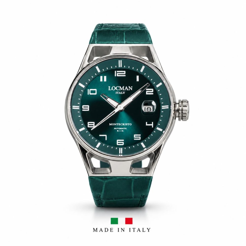 Montecristo 41mm Movement Three Hands Automatic, Καντράν:Πράσινο, Λουράκι:Πετρόλ Δέρμα.