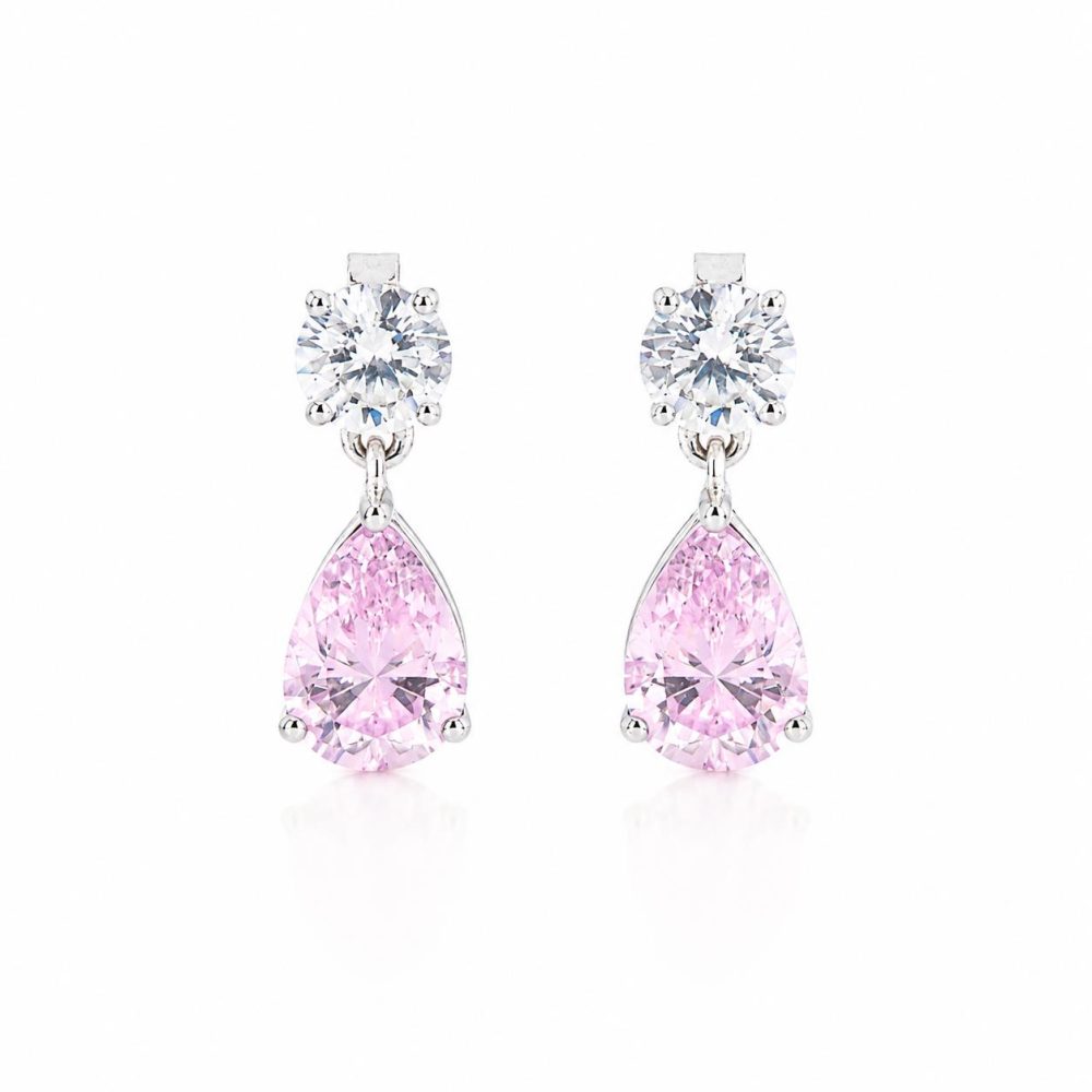 Earrings in Silver 925 with Pink Zircon