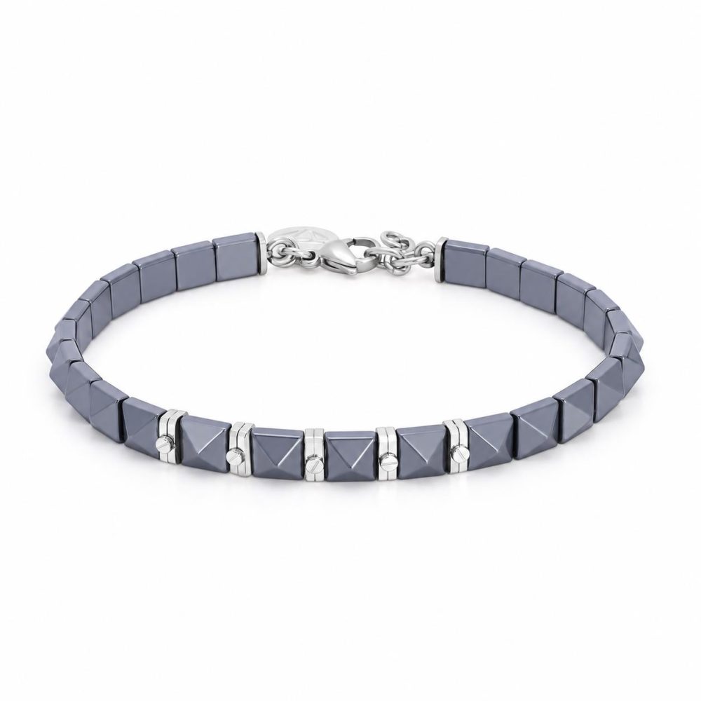 Bracelet in Stainless Steel with Hematite