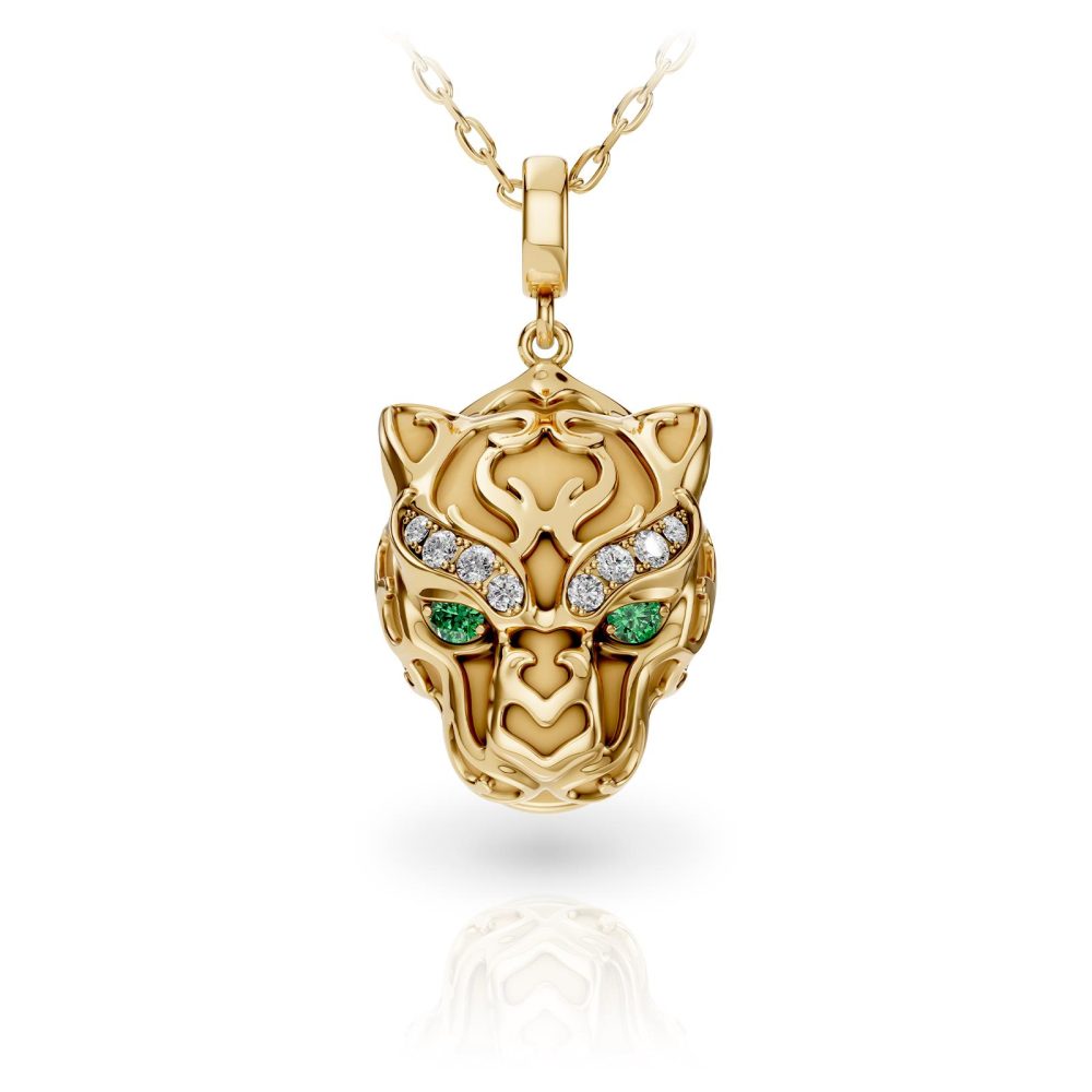 Zodaria Mini Pendant Σε Χρυσό 18Κ Με Λευκά Και Πράσινα Διαμάντια