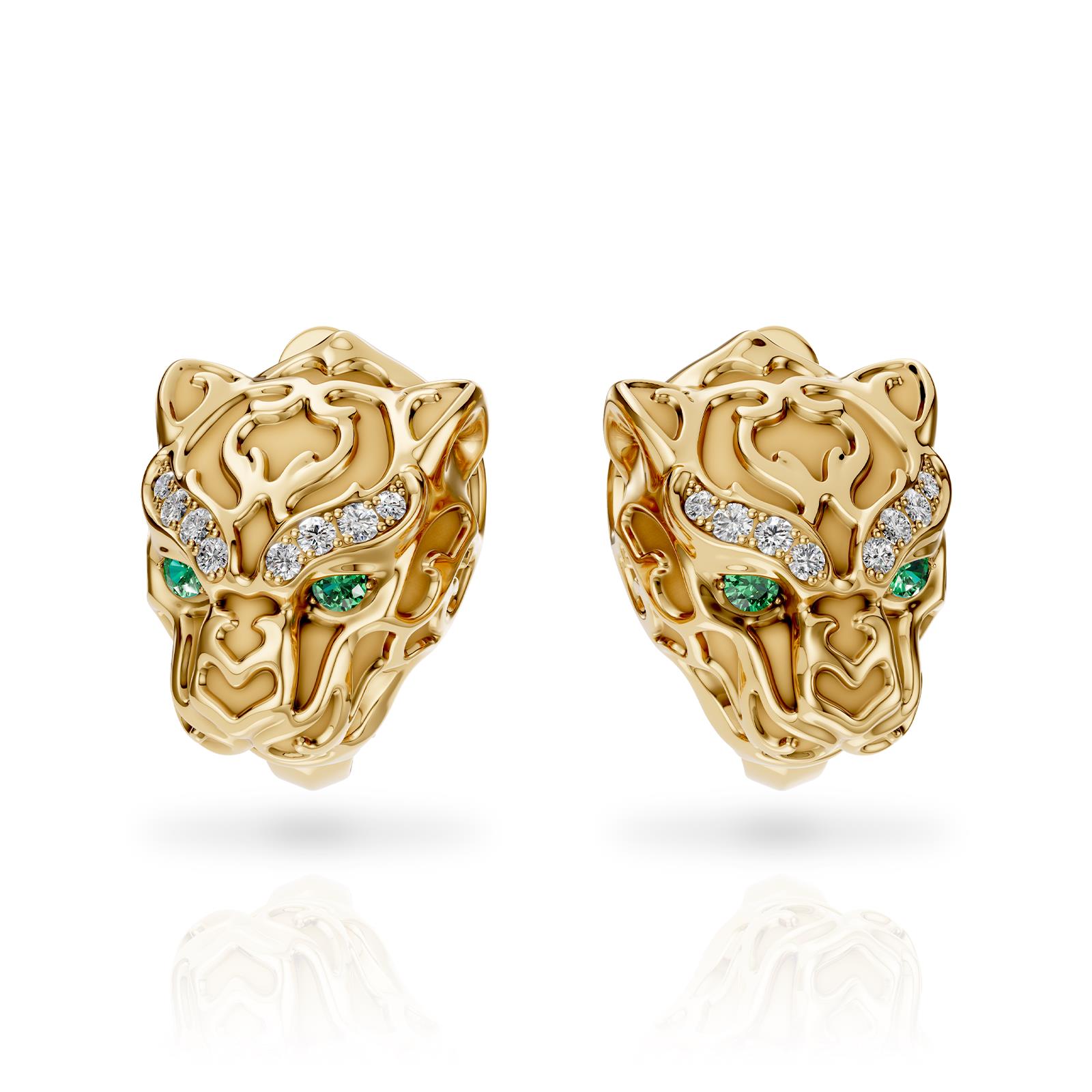 Серьги Zodaria Mini Из Жёлтого Золота 18K С Белыми И Зелёными Бриллиантами Серьги Zodaria Mini Из Жёлтого Золота 18K С Белыми И Зелёными Бриллиантами