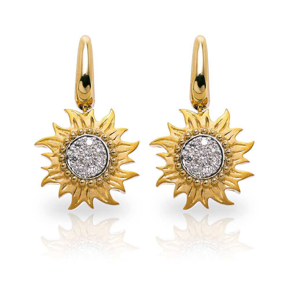 Sol y Sombra Earrings in 18K Yellow and White Gold with Diamonds