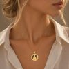 Medal Pendant "Virgin Mary" in Sterling Silver 925 with 14K Gold Plating, Zircons and Chain in Gold-Plated Sterling Silver 925 Medal Pendant "Virgin Mary" in Sterling Silver 925 with 14K Gold Plating, Zircons and Chain in Gold-Plated Sterling Silver 925