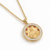 Medal Pendant "Saint John the Baptist" in Sterling Silver 925 with 14K Gold Plating, Zircons and Chain in Sterling Silver Medal Pendant "Saint John the Baptist" in Sterling Silver 925 with 14K Gold Plating, Zircons and Chain in Sterling Silver