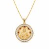 Medal Pendant "Saint John the Baptist" in Sterling Silver 925 with 14K Gold Plating, Zircons and Chain in Sterling Silver Medal Pendant "Saint John the Baptist" in Sterling Silver 925 with 14K Gold Plating, Zircons and Chain in Sterling Silver