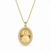 Medal Pendant "Saint Paisios" in Sterling Silver 925 with 14K Gold Plating, Zircons and Chain in Gold-Plated Sterling Silver 925