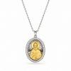 Medal Pendant "Saint Paisios" Two-Tone in Sterling Silver 925 with 14K Gold Plating and Chain in Rhodium-Plated Sterling Silver Medal Pendant "Saint Paisios" Two-Tone in Sterling Silver 925 with 14K Gold Plating and Chain in Rhodium-Plated Sterling Silver