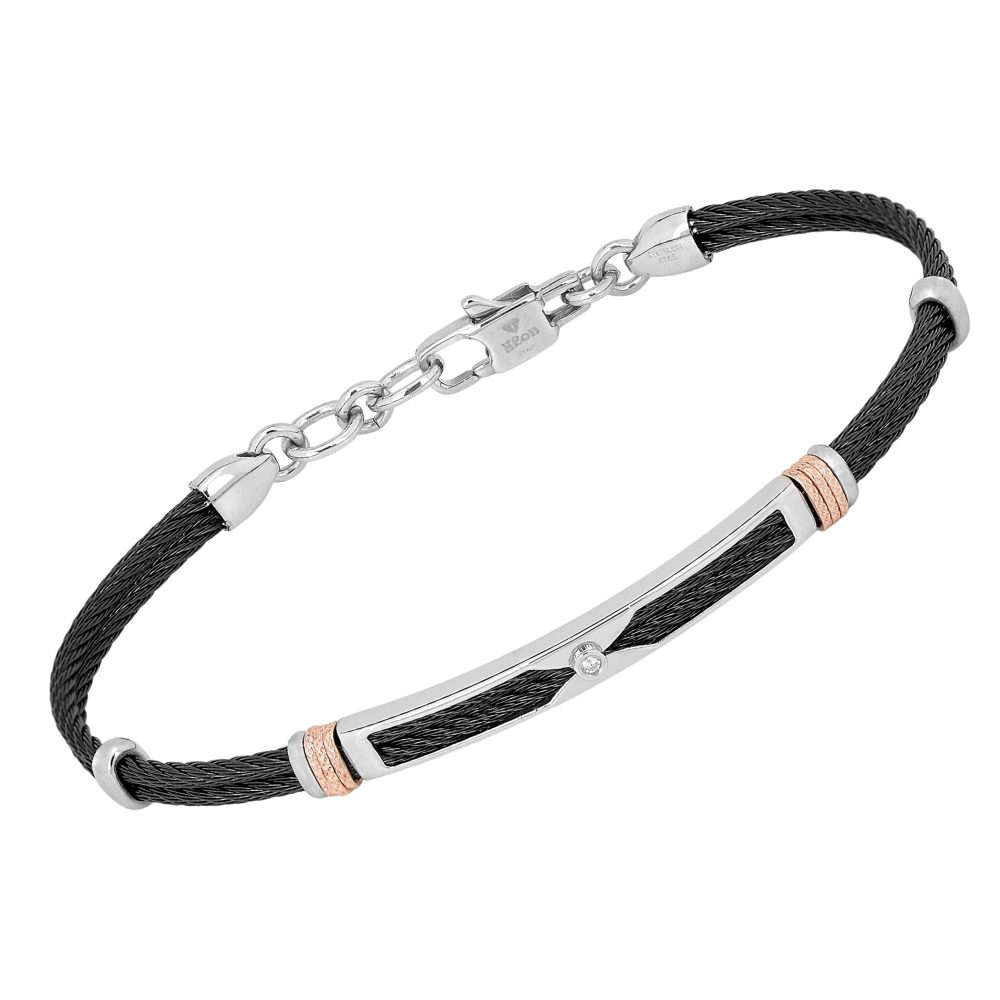 Bracelet in Stainless Steel with Black PVD and Natural Diamond