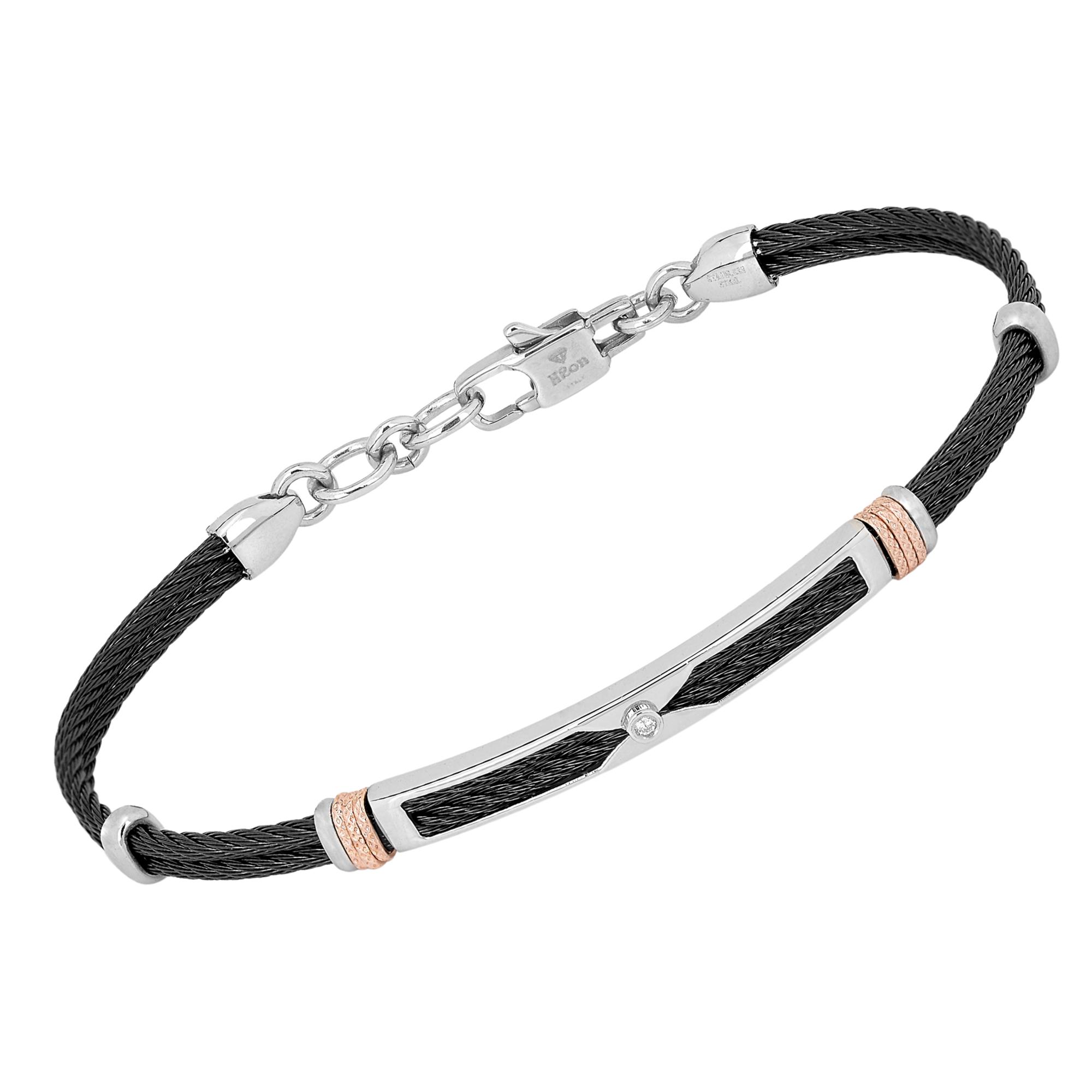 Bracelet in Stainless Steel with Black PVD and Natural Diamond Bracelet in Stainless Steel with Black PVD and Natural Diamond