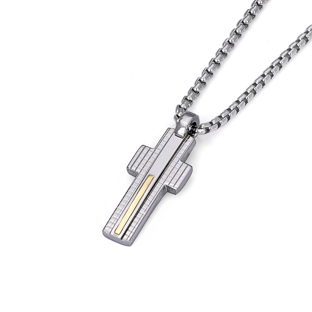 Cross in Stainless Steel and 18K Gold