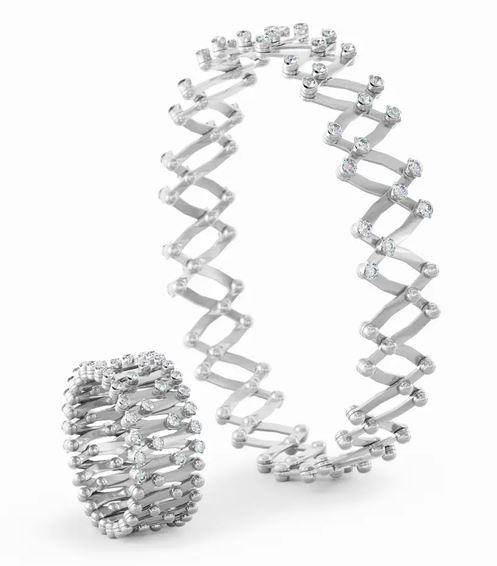 Δαχτυλίδι Βραχιόλι Πολλαπλών Μεγεθών σε 18K Λευκό Χρυσό με Διαμάντια Δαχτυλίδι Βραχιόλι Πολλαπλών Μεγεθών σε 18K Λευκό Χρυσό με Διαμάντια