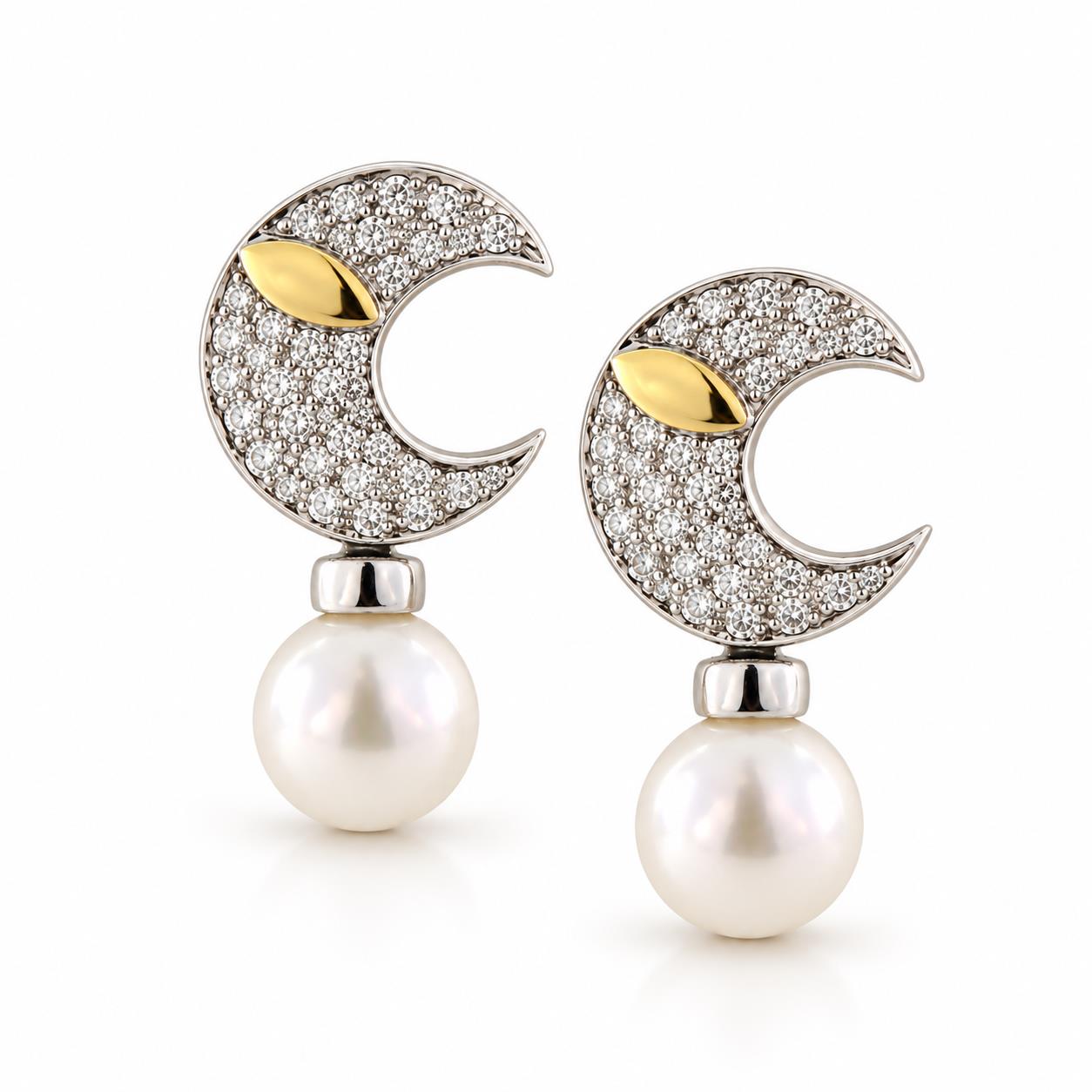 Ulysses Earrings in 18K White and Yellow Gold with Akoya Pearls and Diamonds Ulysses Earrings in 18K White and Yellow Gold with Akoya Pearls and Diamonds