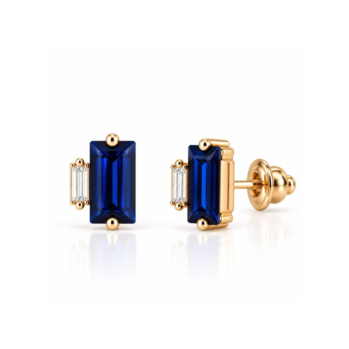 Ulysses Earrings in 18K Rose Gold with Blue Swarovski and Diamonds