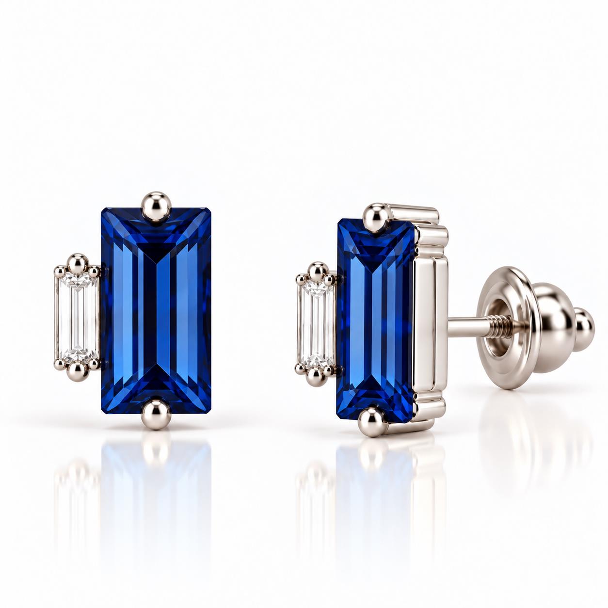 Ulysses Earrings in 18K White Gold with Blue Swarovski and Diamonds Ulysses Earrings in 18K White Gold with Blue Swarovski and Diamonds