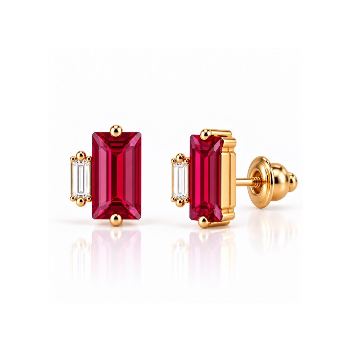 Ulysses Earrings in 18K Rose Gold with Red Swarovski and Diamonds Ulysses Earrings in 18K Rose Gold with Red Swarovski and Diamonds