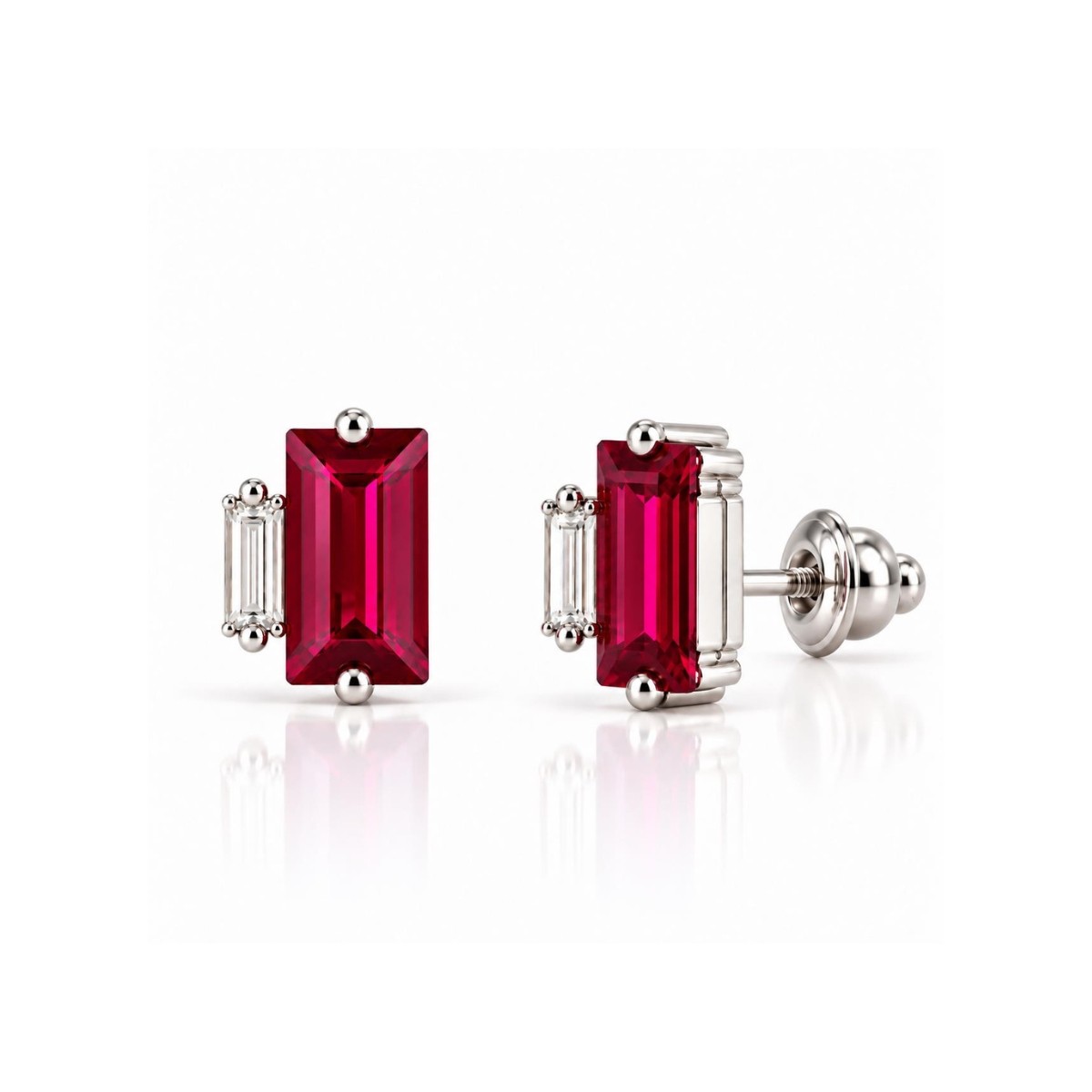 Ulysses Σκουλαρίκια σε 18Κ Λευκό Χρυσό με Κόκκινα Swarovski και Διαμάντια