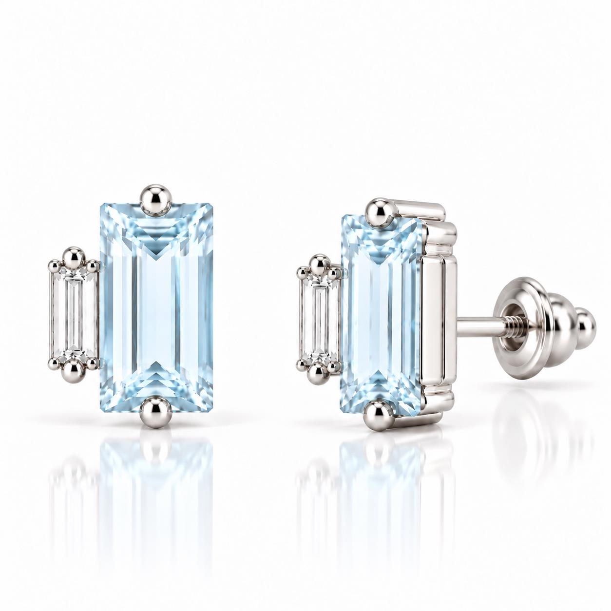 Ulysses Earrings in 18K White Gold with Blue Topaz and Diamonds