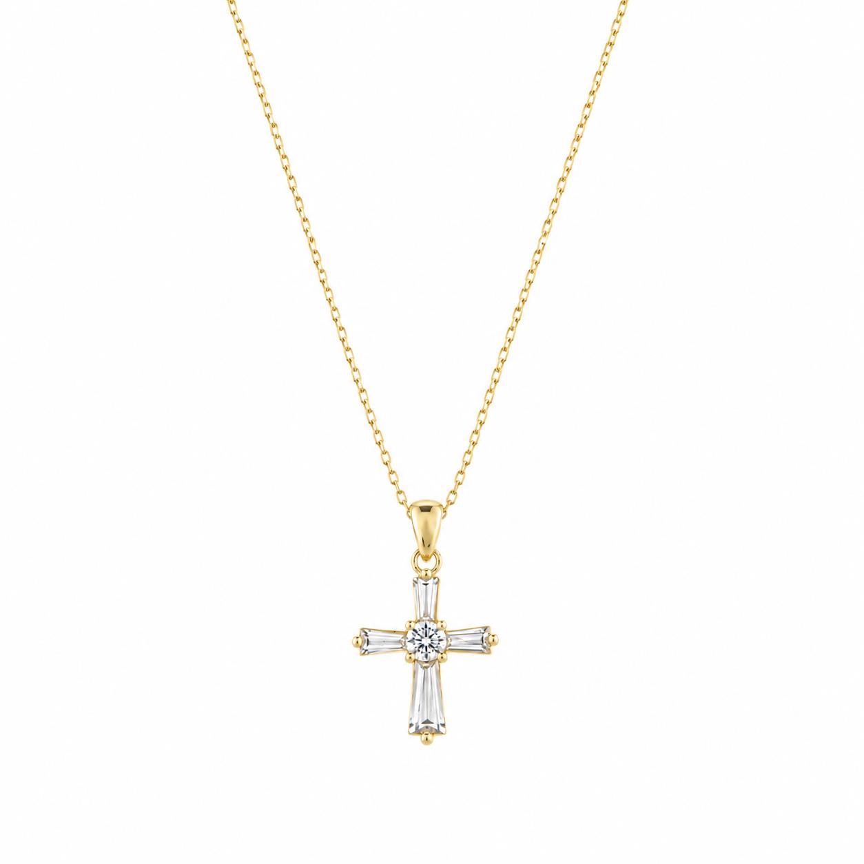Cross in Gold-Plated 925 Silver with Zirconia
